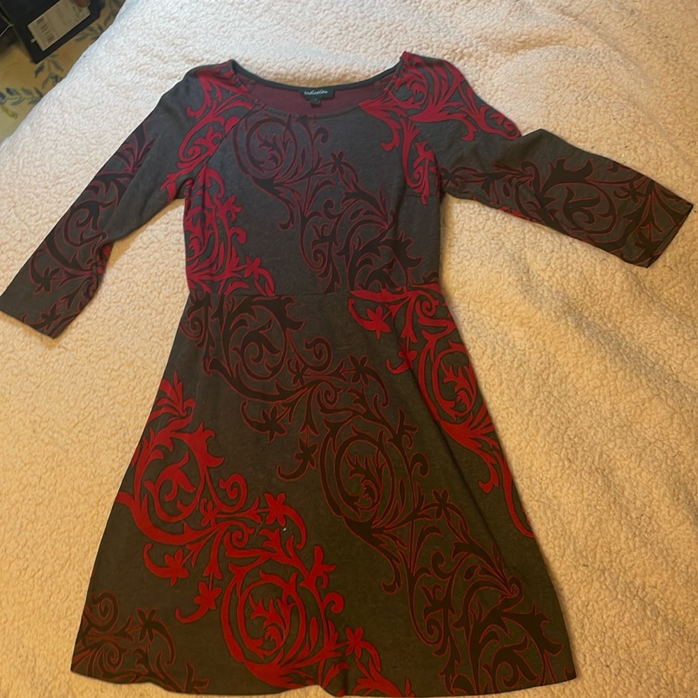 2/$20 Indication red grey black fit and flare dress
